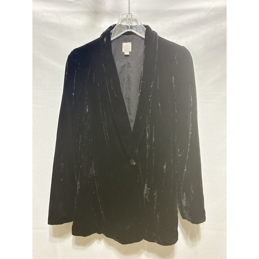 J.Jill Womens M Soft Black Rayon Silk Blazer Jacket‎